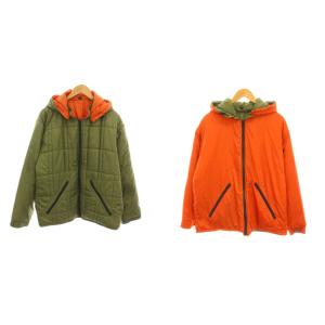 UNITED CARR 中綿ジャケット ナイロン リバーシブル ジップアップ L カーキ オレンジ フード付き