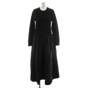 近年モデル ハイブリッド ケーブル セーター ドレス ワンピース S ネイビー