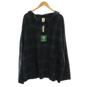 MEXICAN PARKA プルオーバー パーカー チェック 長袖 S 緑 グリーン 紺 ネイビー KP882