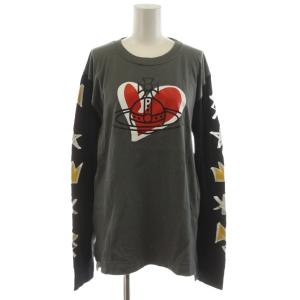 オーブ Tシャツ カットソー 長袖 ロゴ プリント ハート 03 グレー 黒 ブラック 16-12-312024