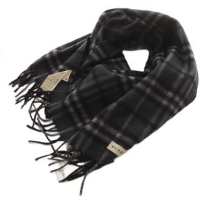 マフラー チェック カシミヤ グレー