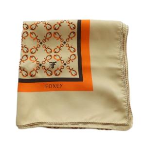 FOXEY スカーフ シルク ベージュ オレンジ