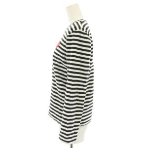 PLAY Comme des Garçons ロンT Tシャツ カットソー クルーネック 長袖 ボーダー柄 ハートワッペン L 白 ホワイト 黒 ブラック