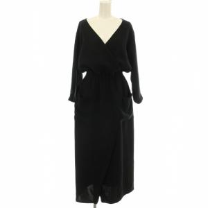カシュクール ワンピース ロング 長袖 38 黒 ブラック /G