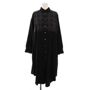 23AW シャツワンピース ロング 長袖 胸元刺繍 M 黒 ZU33FH025 /BM