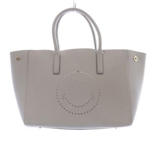 スマイリー ハンドバッグ トートバッグ レザー グレー /SR