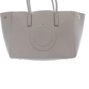 ANYA HINDMARCH スマイリー ハンドバッグ トートバッグ レザー グレー /SR