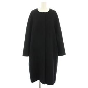 ダブルクロスノーカラーコート アウター ロング 黒 ブラック 18020500404030 /YT