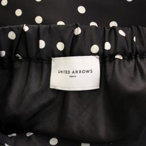 UNITED ARROWS フレアスカート マキシ ロング バイカラー ドット柄 38 黒 ブラック 白 ホワイト /BB