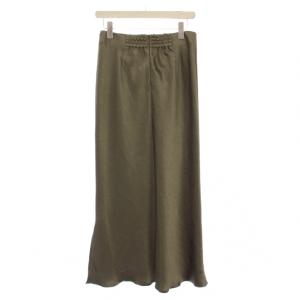 IENA ダブルサテンスカート フレア マキシ ロング ワンカラー 無地 40 カーキ /BB