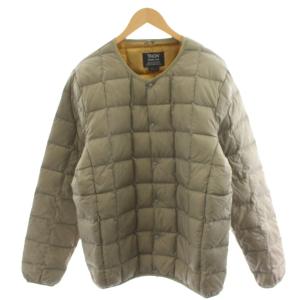 ダウンジャケット ノーカラー ナイロン アウター XL ベージュ /AN37