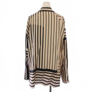 GALERIE VIE 23AW シルクツイルプリント オープンカラーシャツ ブラウス 長袖 F 黒 ベージュ 23013401005