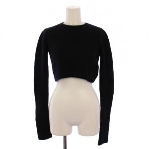 23AW ニット セーター 長袖 クルーネック ショート丈 ウール モヘヤ F 黒 23080240156031