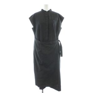 ワンピース ロング ノースリーブ M 黒 ブラック スタンドカラー /AP