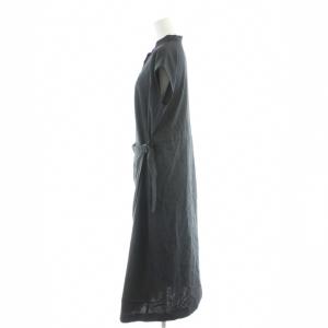 HUMAN WOMAN ワンピース ロング ノースリーブ M 黒 ブラック スタンドカラー /AP