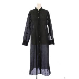 23SS SHIRT ONE PIECE シャツワンピース マキシ ロング 長袖 シアー シースルー バンドカラー