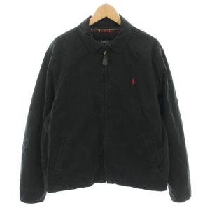 スイングトップジャケット ブルゾン アウター 裏地チェック柄 ポロ刺繍 L 黒 ブラック /YT