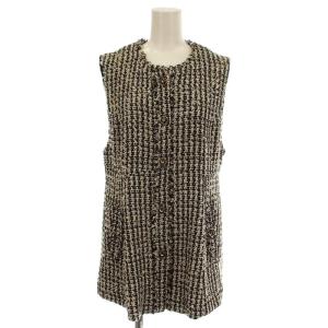 ツイード ベスト フリンジ 38 黒 ベージュ /G