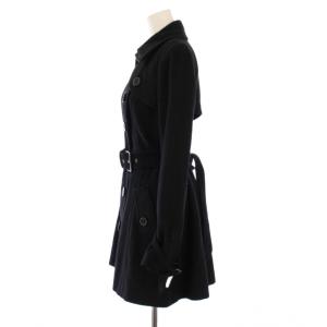 BURBERRY BLUE LABEL ステンカラーコート ミドル丈 ワンカラー ウール アンゴラ混 ベルト 38 黒 ブラック /BB