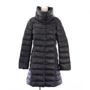 ダウンコート スタンドカラー アウター ミドル丈 ワンカラー ナイロン 42 紺 ネイビー /BB