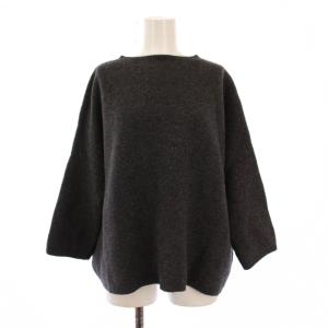 ニット セーター 長袖 ボートネック ストレッチ ワンカラー 無地 ウール カシミヤ混 1 グレー /BB