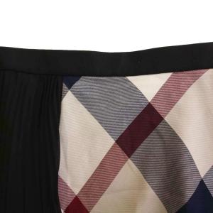 BLUE LABEL CRESTBRIDGE フレアスカート プリーツ 切替 ひざ丈 レース チェック柄 38 黒 ブラック /BB