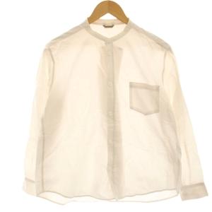 バンドカラーシャツ ノーカラーシャツ ブラウス 長袖 1 アイボリー /HN