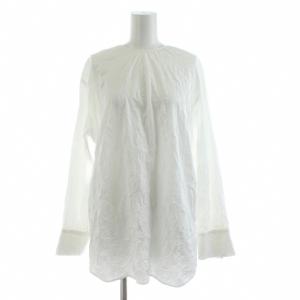 24AW ASTILBE コットンジャージークルーネックブラウス シャツ 長袖 シワ加工 32 白 ホワイト