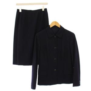 セットアップ ステンカラージャケット アウター ショート丈 タイトスカート ひざ丈 無地 ウール 40