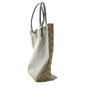 GUCCI GGスプリーム トートバッグ レザー 茶 ブラウン ベージュ /SS OS