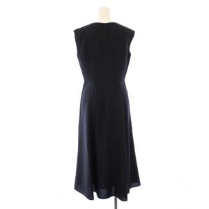 ANAYI フレアワンピース ミモレ ロング ノースリーブ スキッパー ワンカラー 36 紺 ネイビー /BB