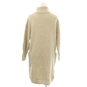 IENA 21AW ニットワンピース ウール F ベージュ タートルネック 長袖 パッチポケット /JP