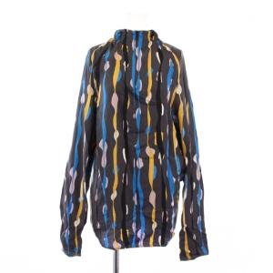 ボウタイシャツ ブラウス プルオーバー 長袖 シルク ストライプ柄 40 マルチカラー /BB