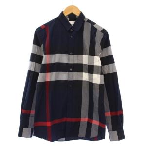 ティッシ期 ポプリンシャツ チェック S ネイビー 8018111