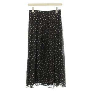 21SS フレアスカート ロング ドット柄 スカート 38 黒 ブラック 03-1107315-059-038