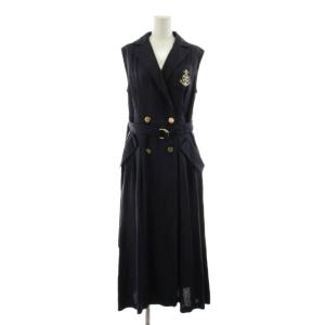 マリンジレドレス ワンピース ロング マキシ ベスト ノースリーブ 刺繍 38 紺 ネイビー 0223231104