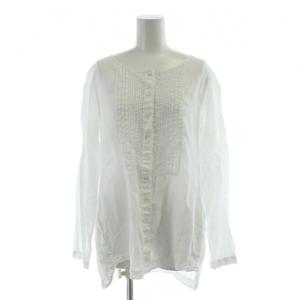 シャツ ブラウス 長袖 麻 リネン 36 白 ホワイト ピンタック /AP