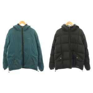 ダウンジャケット リバーシブル ナイロン ジップアップ M 緑 グリーン 黒 ブラック /HN