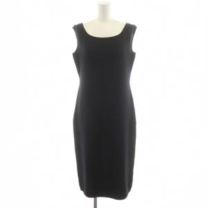 ニットワンピース ミモレ ロング ノースリーブ カシミヤ 5f 黒 ブラック /AN53