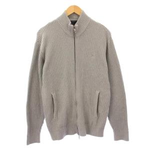 ニットジャケット アウター リブ ジップアップ ロゴ 刺繍 ワンカラー LL グレー /BB