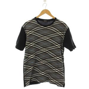 Tシャツ 3 グレー チェック柄 ラウンドネック 半袖 /JP