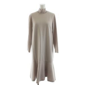 23AW ウールジャージーヘムフレアワンピース ミモレ ロング 長袖 36 ピンク 10232714670