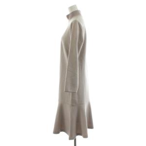 ANAYI 23AW ウールジャージーヘムフレアワンピース ミモレ ロング 長袖 36 ピンク 10232714670