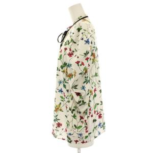 ANAYI 23SS ボタニカルプリントボウタイブラウス シャツ 長袖 花柄 36 白 ホワイト 10231713520