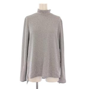 24AW シャイニージャガードハイネックカットソー 長袖 ストレッチ ワンカラー 38 シルバーカラー
