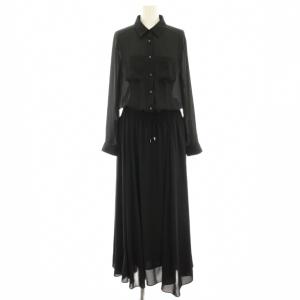 シャツワンピース 38 黒 ブラック 長袖 シアー ロング マキシ /HN