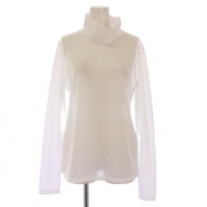 24AW シアージャージーカットソー 長袖 ハイネック シースルー ストレッチ ワンカラー 38 白 ホワイト