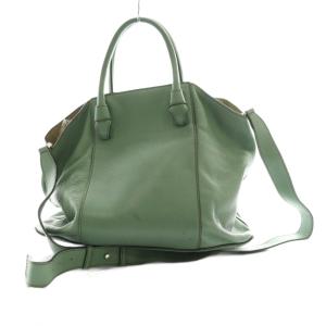 ショルダーバッグ ハンドバッグ 2WAY レザー 緑 フロント /SS OS