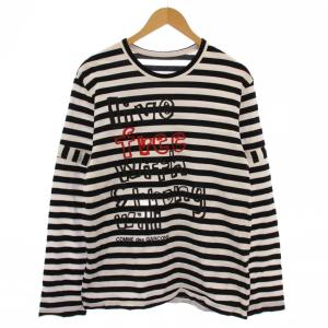 AD2020 Tシャツ カットソー 長袖 クルーネック ボーダー柄 ロゴ M 黒 白 OZ-T214 /BM