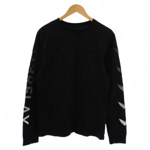 Tシャツ カットソー 長袖 クルーネック プリント L 黒 /BM